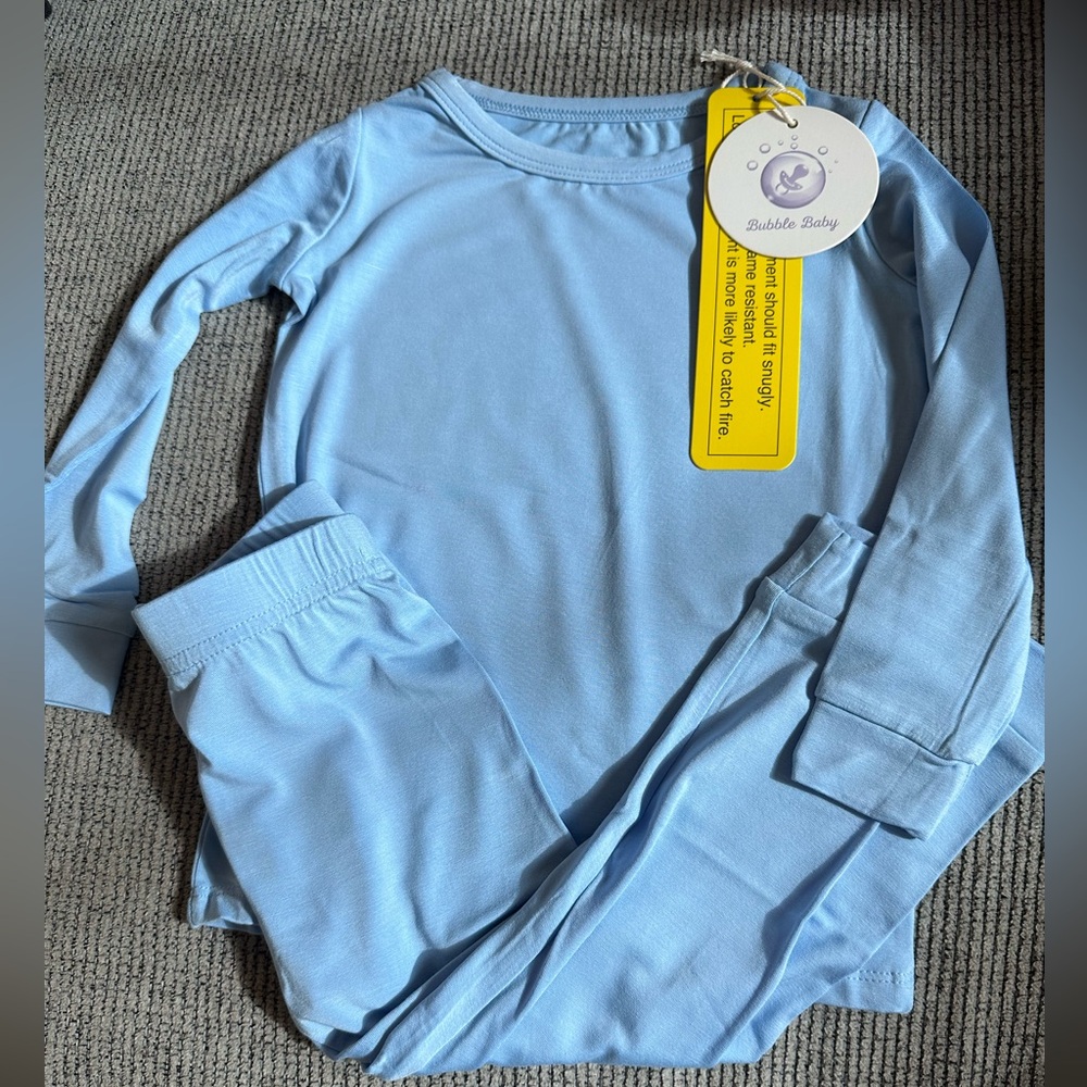 Bubble Baby 2 Piece Blue Long Sleeve Set Bamboo Size 18-24M